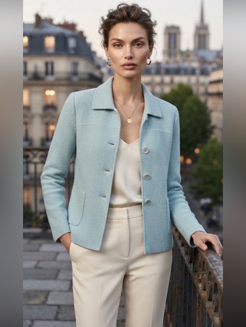 Talbots Double Faced Structured Knit Cardigan Blazer Style Button Front Size LP